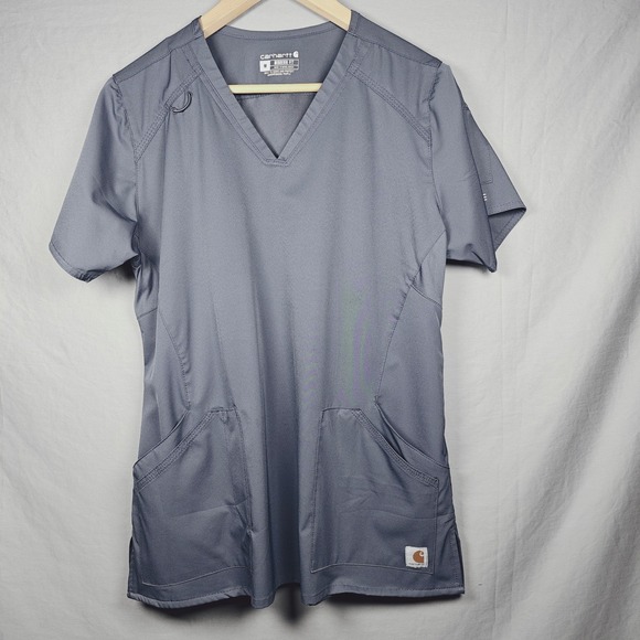 Carhartt Tops - Carhartt Gray Modern Fit Scrub Top Short Sleeve V Neck Workwear medium